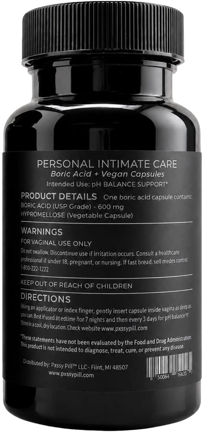 Pxssy Pill™ | Boric Acid Vaginal Suppositories + Vegan Capsules